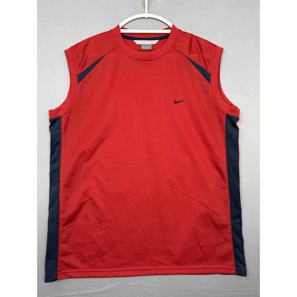 Vintage Nike Red & Navy Blue Tank Top Mens Large Embroidered Swoosh 90s Y2K EUC
